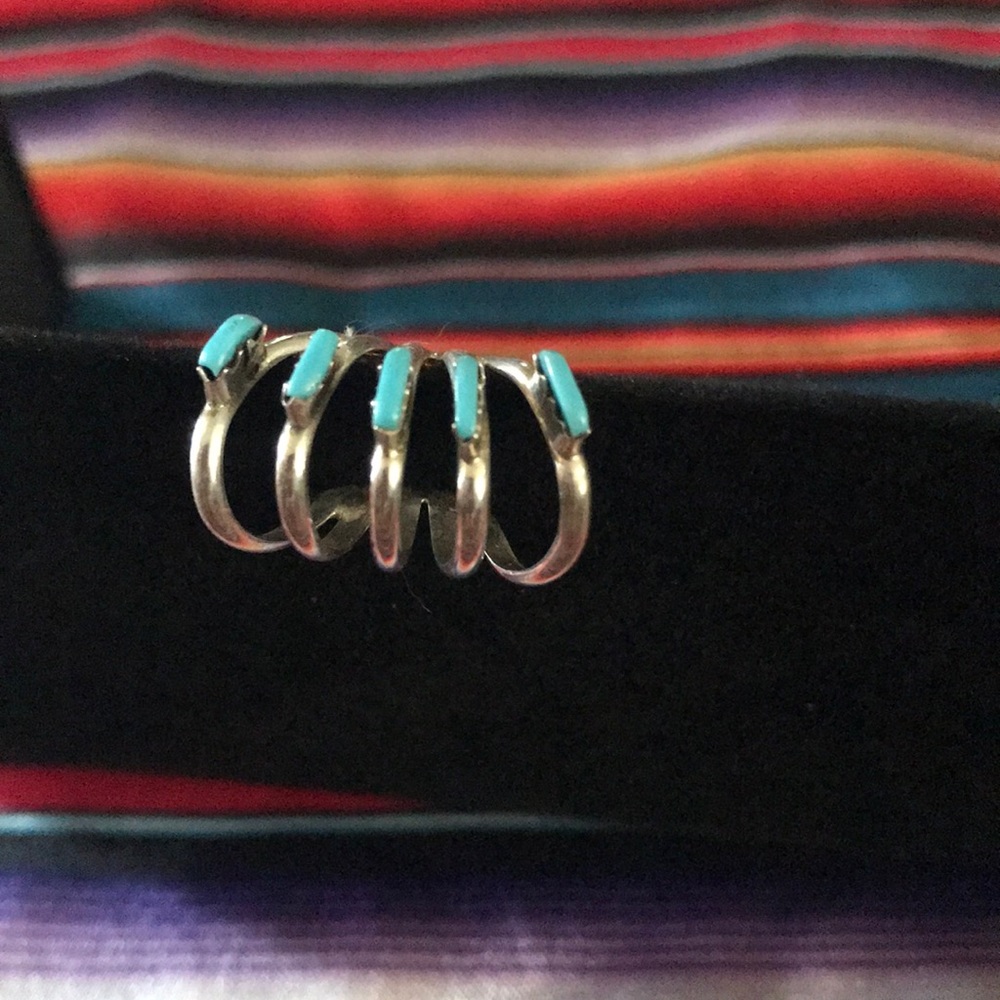 Native sterling and turquoise ear cuff